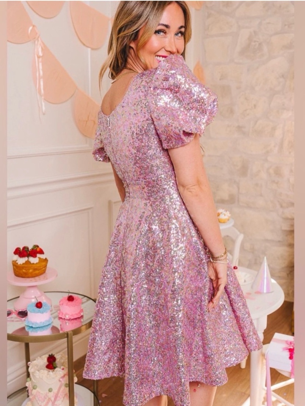 Ivy City Co Bejeweled Sequin Dress NWT Pink Size 2